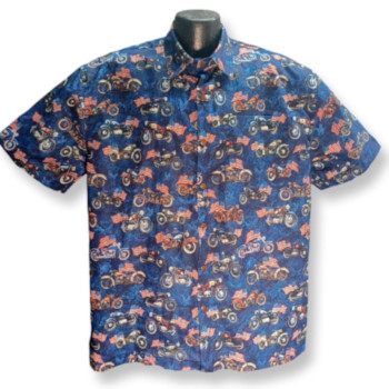 Patriotic Motorcycles Hawaiian shirt- Made in USA- Cotton